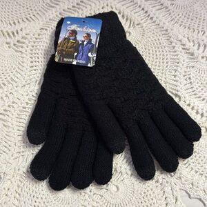 Black Fashion Gloves 90/10 Acrylic Spandex Cozy Plush Faux Fur Lining OS NEW NIP